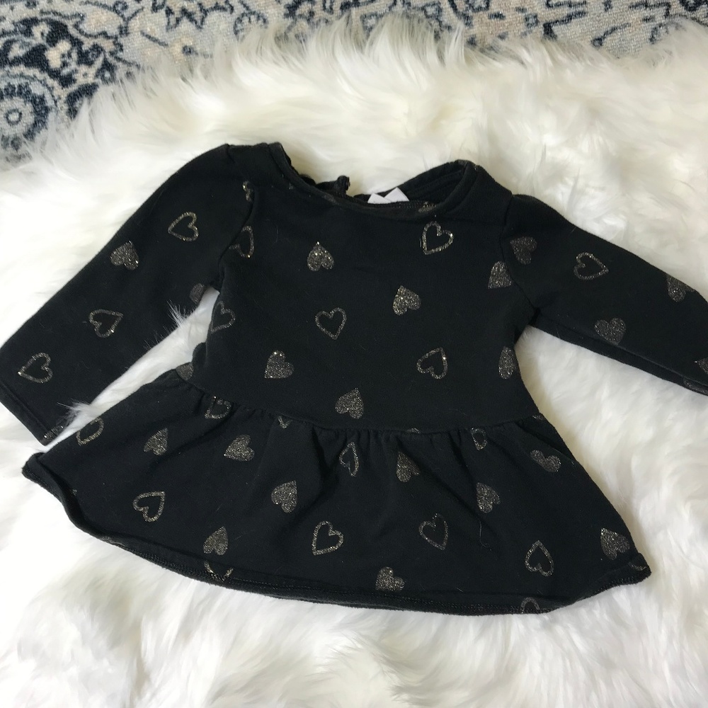 Circo Black with gold hearts 12M sweatshirt dress